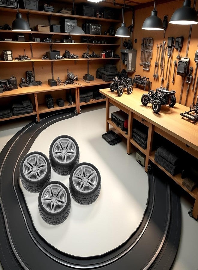 Pxiryanlow 4Pcs Black Tires,48mm Simulation Rubber Wheel Tire Wheel Toy Model DIY RC Spare Parts Easy Installation Small in Size,Tire and Wheel Sets,Remote and App Controlled Vehicles and Parts,Wheels and Tires - Image 5